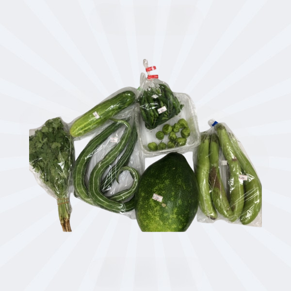Fresh Vegetables SET (Lal Shak, Chinchinga/ Borboti, Coriander Leaf, Chal Kumra / Lau, Green Chilli)